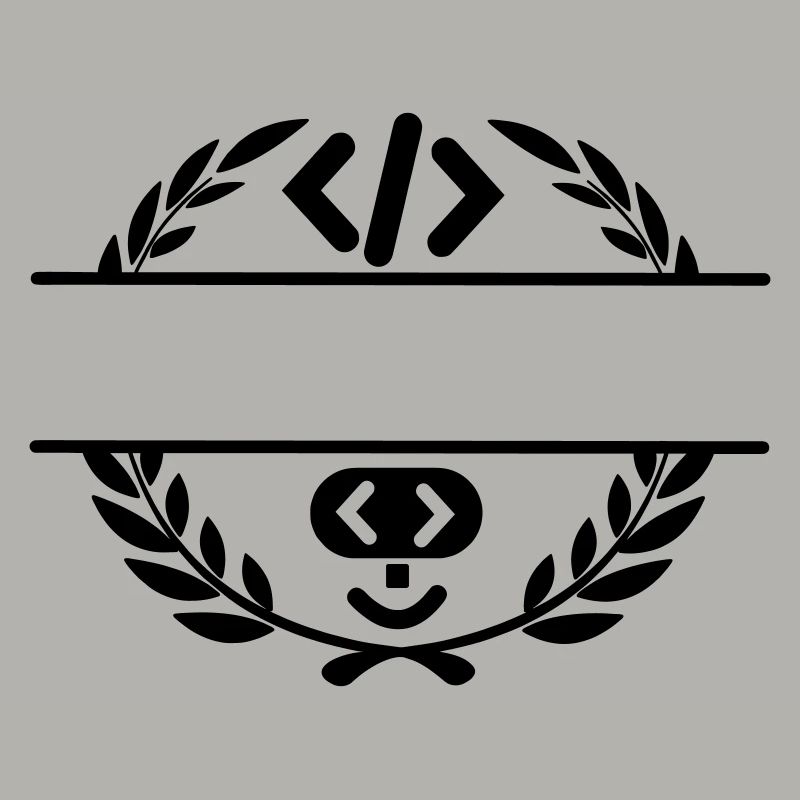 Code logo and code smiley in laurel wreath