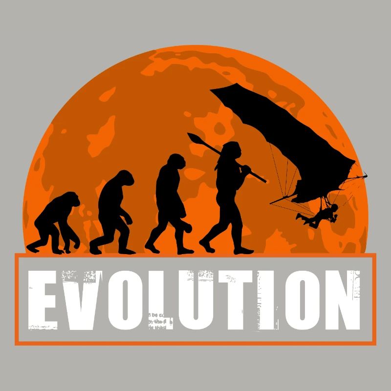 Évolution du design au coucher de soleil de pilote de deltaplane