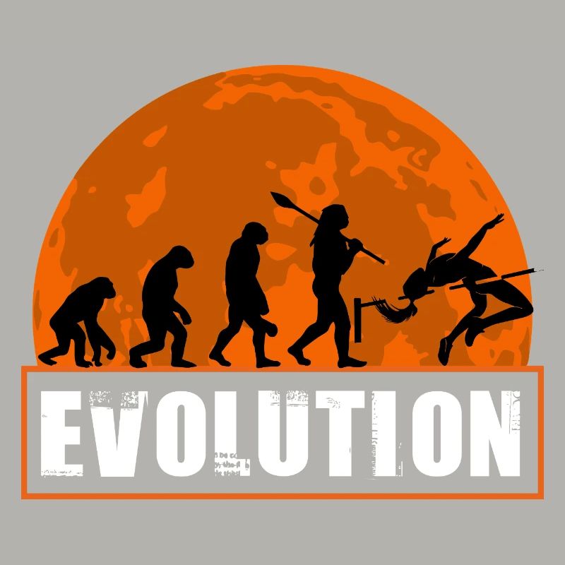 High Jumping Evolution Retro Athlete Silhouette