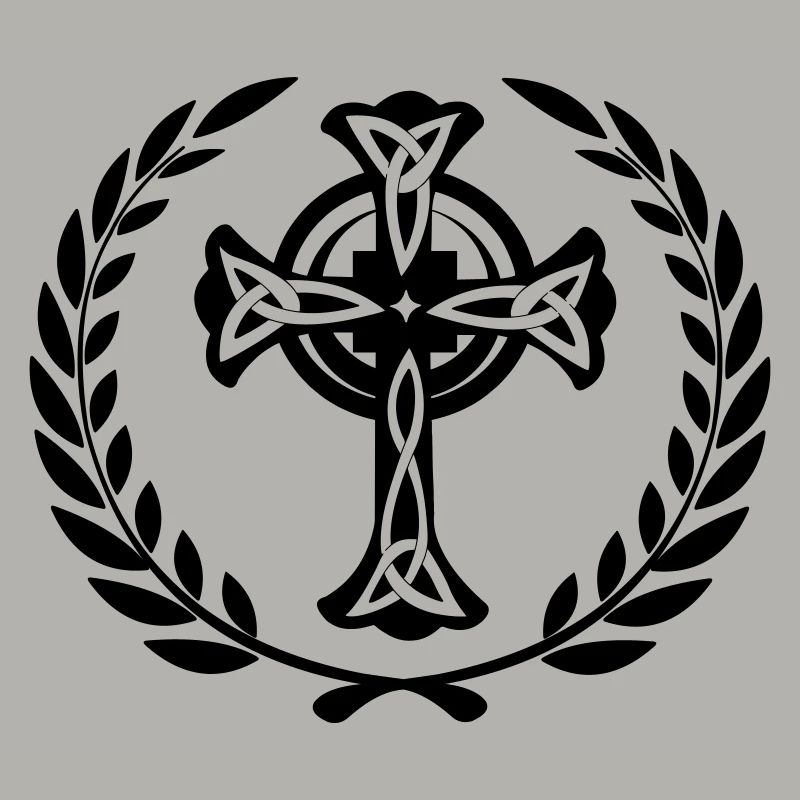 Celtic cross with laurel wreath