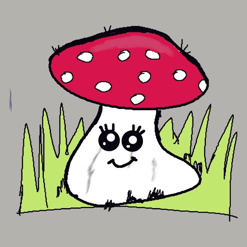 Zwinkernder Pilz mit rotem Hut
