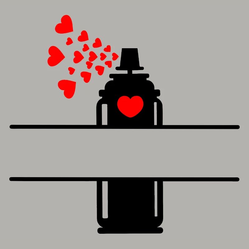 Spraydose sprüht rote Herzen