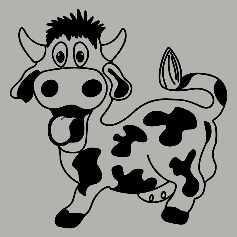 Drôle de vache avec la langue sortie de la bouche