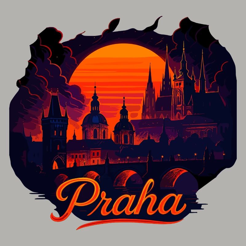 Praha Abendlicht Skyline Abendrot Geschenk