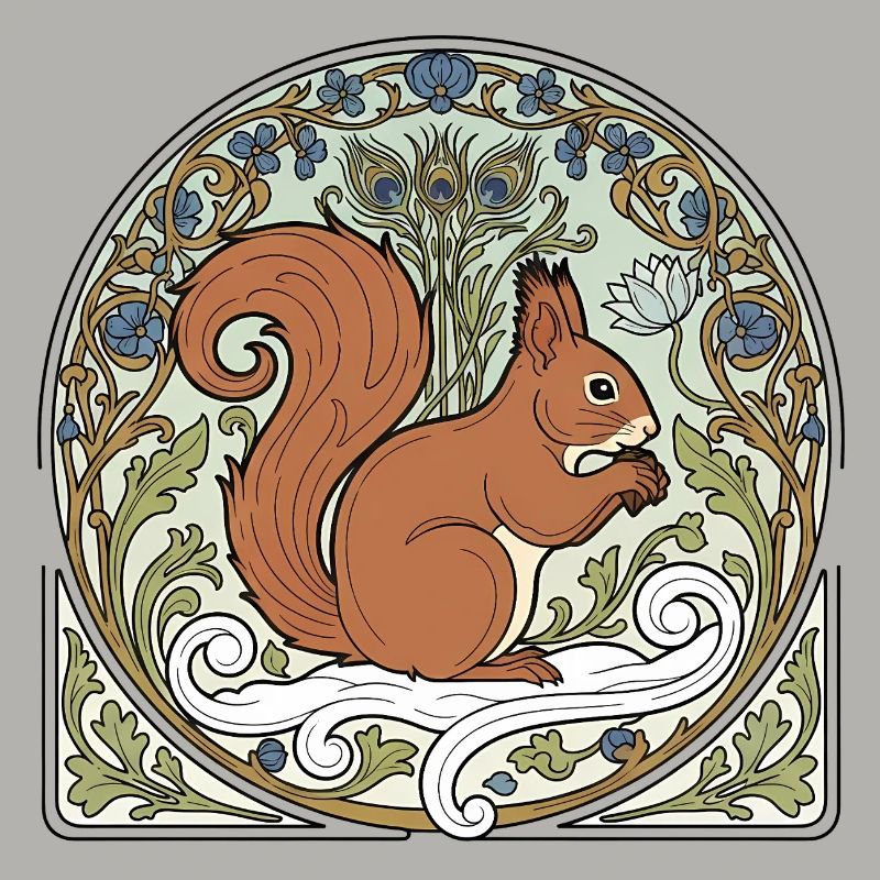 Eichhörnchen im Jugendstil-Ornament