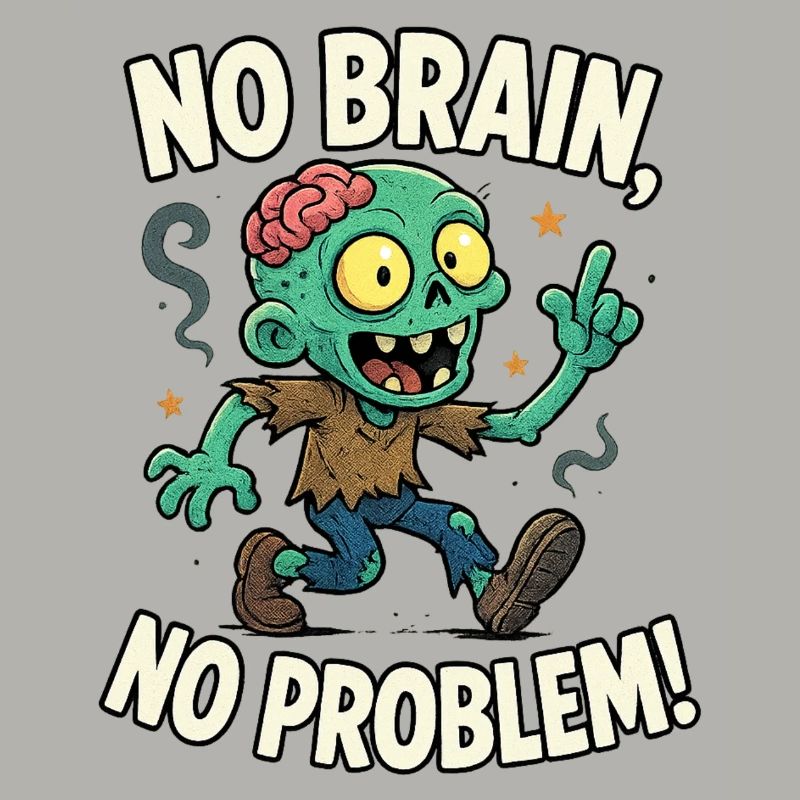 No Brain No Problem Zombie Tee