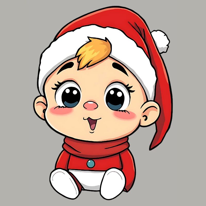 Dessin animé de bébé de Noël – Doux et Joyeux