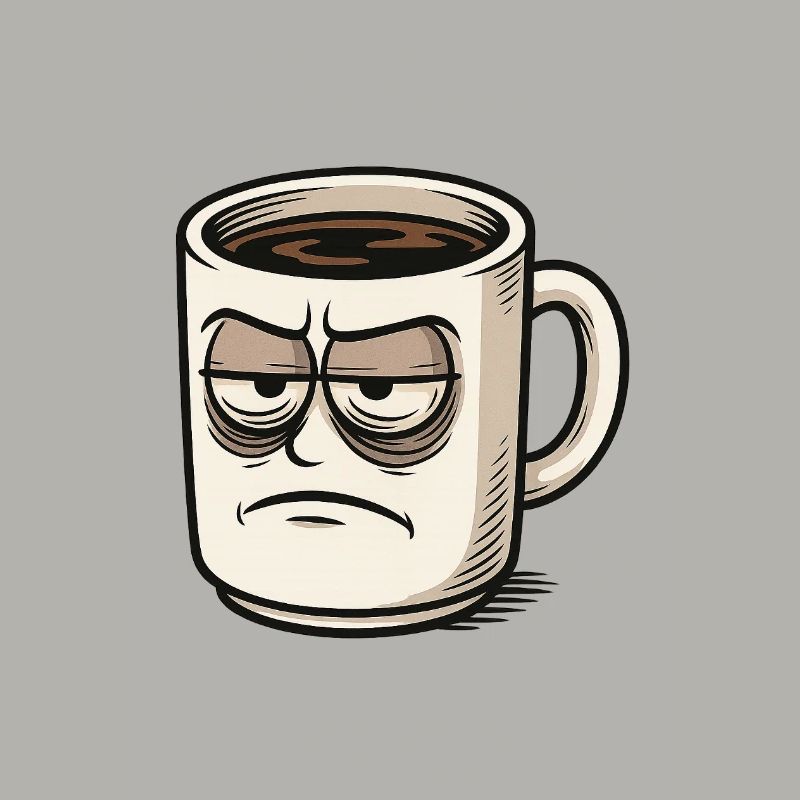 Kaffeetasse mit mürrischem Gesicht