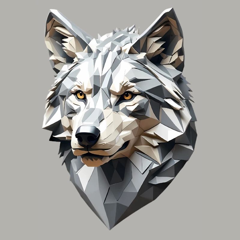 Wolfskopf LowPoly Geometrisch