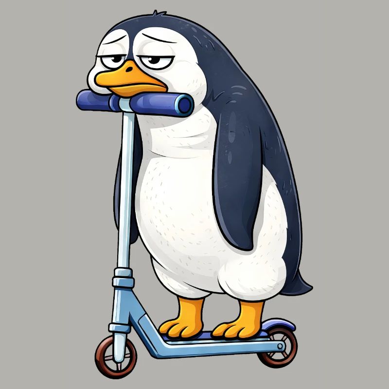 Süßer Pinguin Roller Scooter Einsam Langeweile