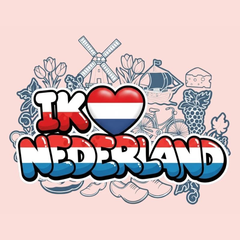 J’aime les Pays-Bas avec drapeau