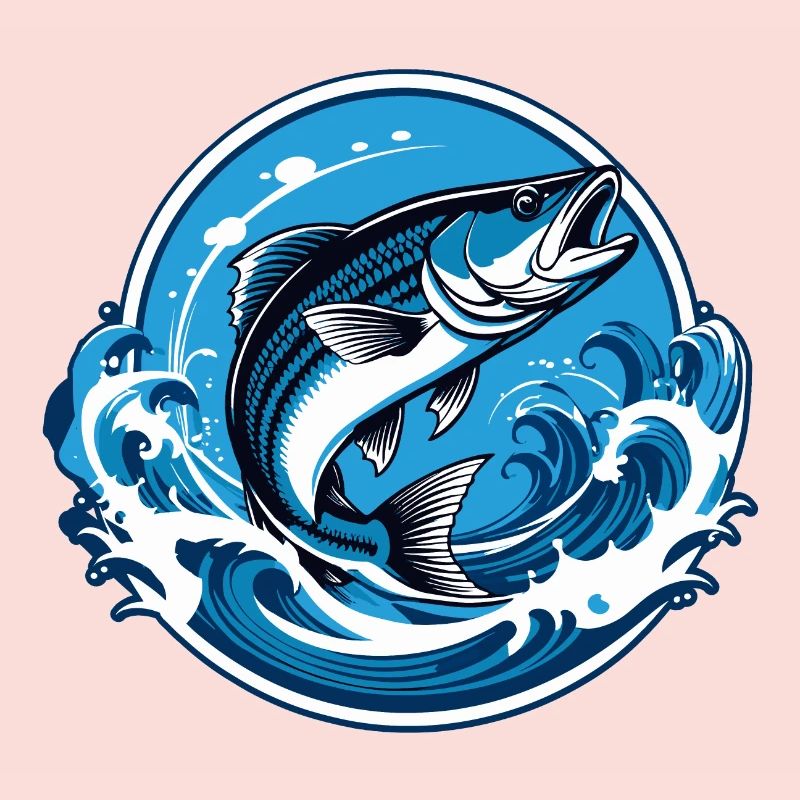 Fisch im Wasser mit Wellenumrandung