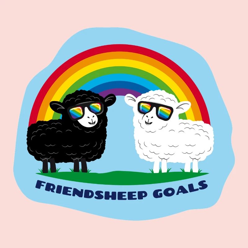 Freundschafts-Schafe mit Regenbogen