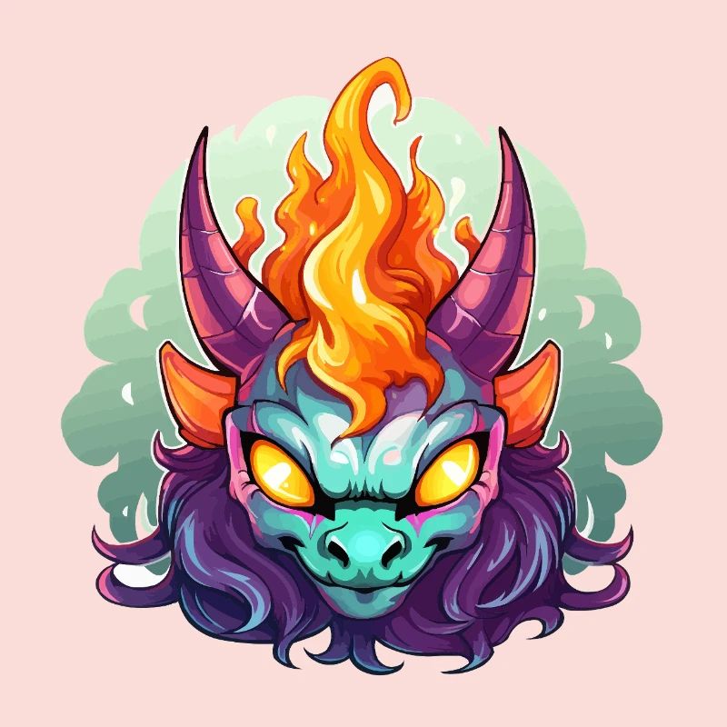 Flame Head Demon Face
