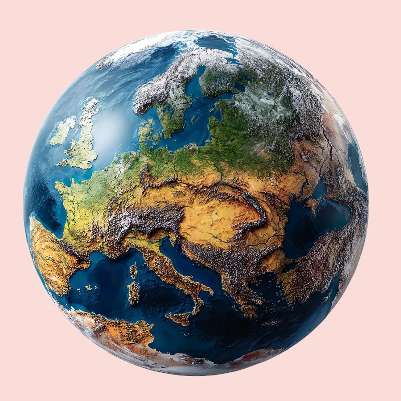 Conception du globe : paysage Europe-Asie