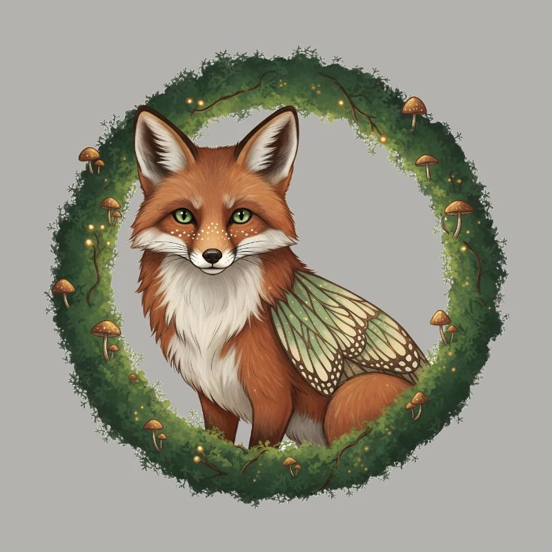 Fuchs Wald Kranz Illustration