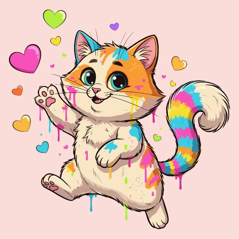 Bunte Farbklecks Katze