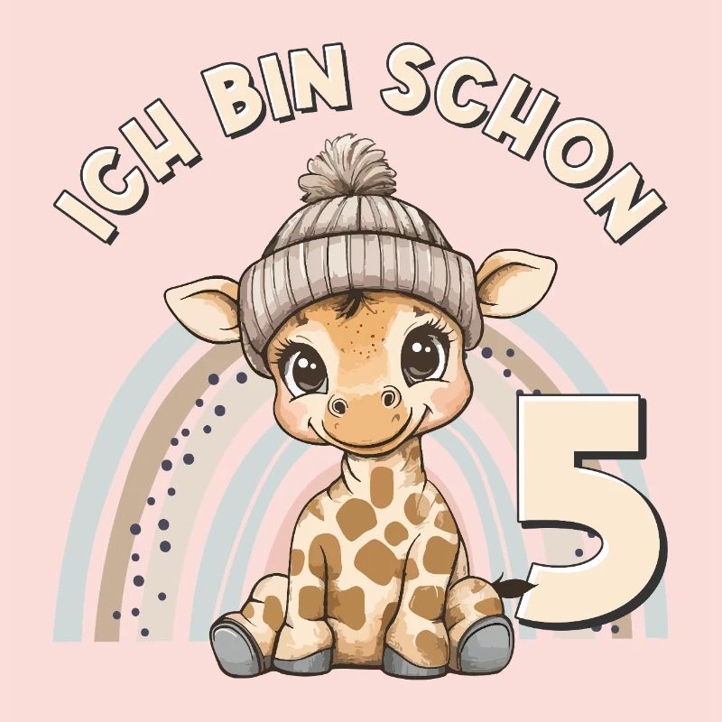 5. Geburtstag Giraffe Regenbogen Süß Niedlich