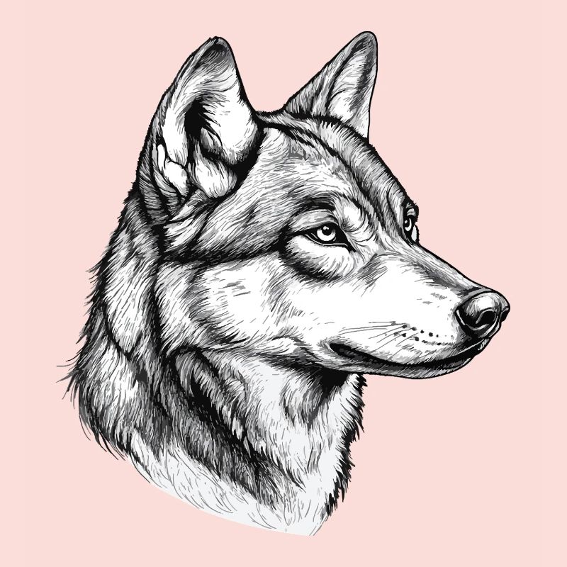 Wolf Wolf Head Black White Drawn Art