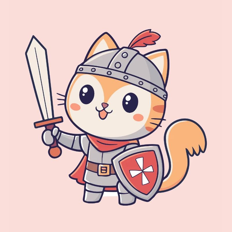 Chat Chevalier Épée et Bouclier