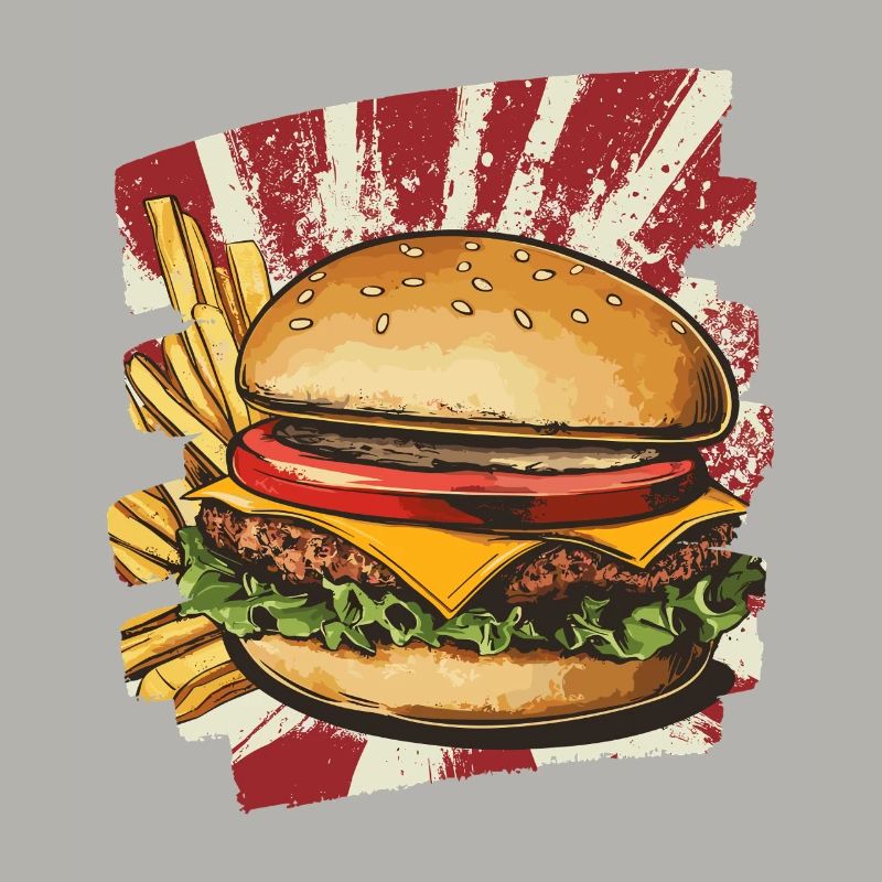 Burger und Fritten Retro