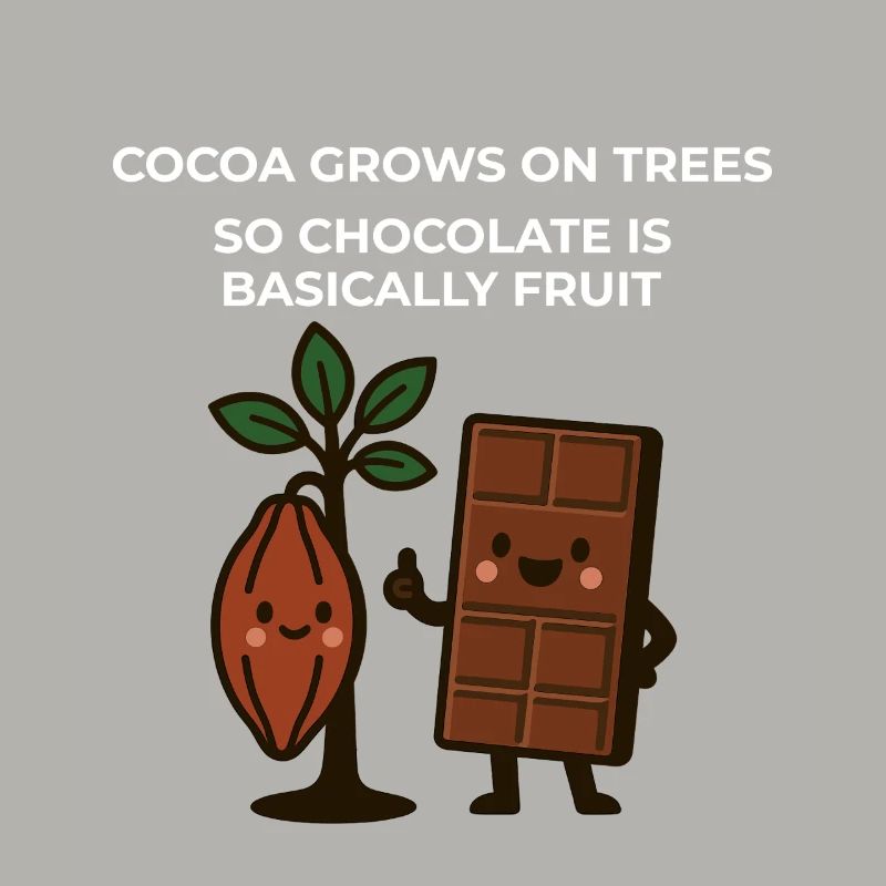 Cocoa grows on trees – so chocolate is fruit