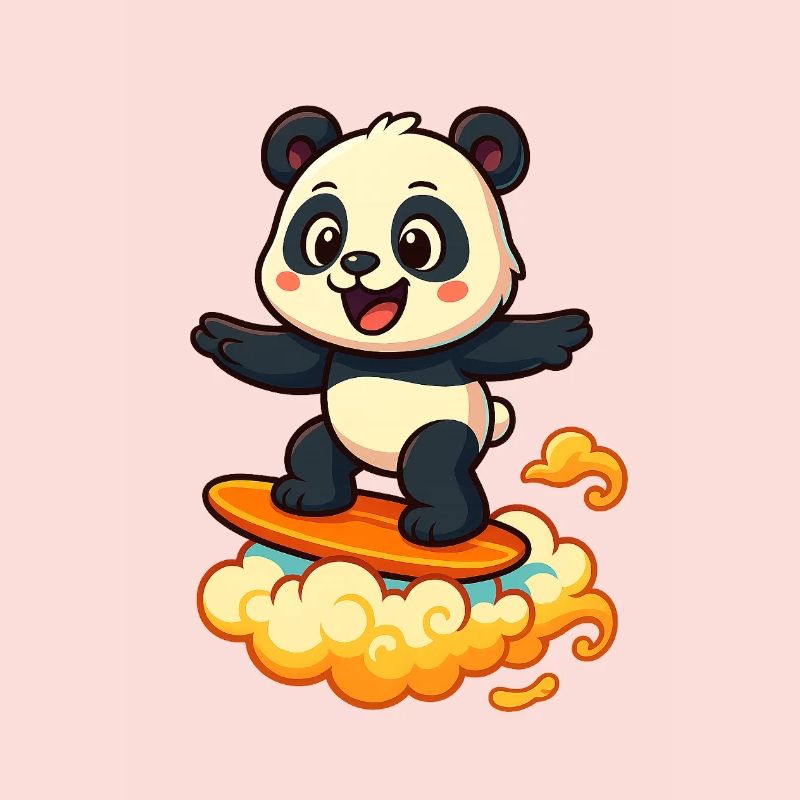 Panda Surfer dessin animé Design