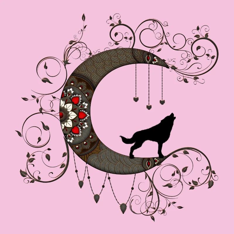 Wundervoller Mond mit Wolf