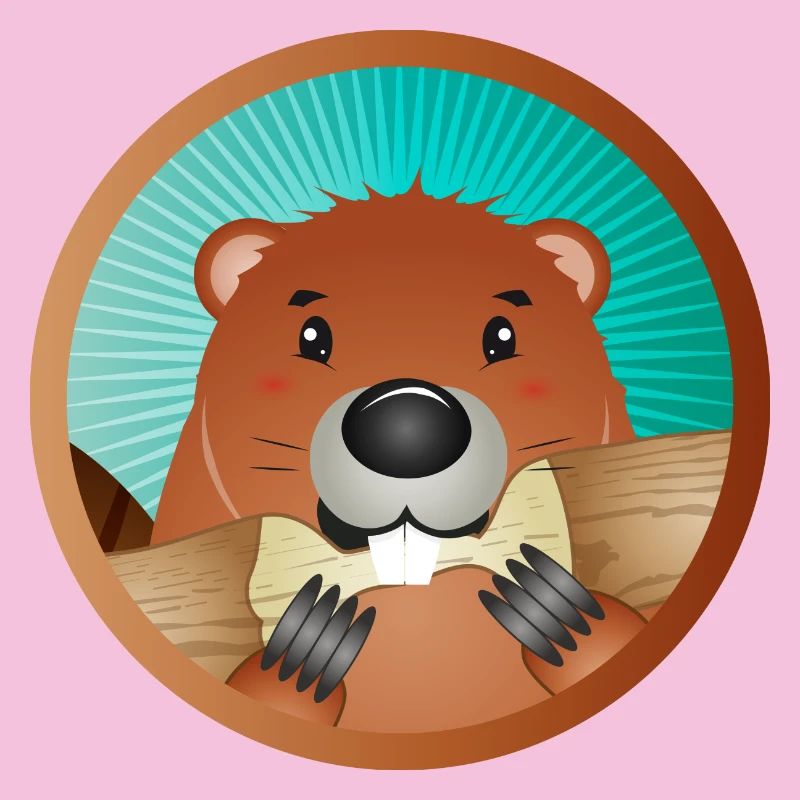 mignon rongeur patch - castor grignote le bois