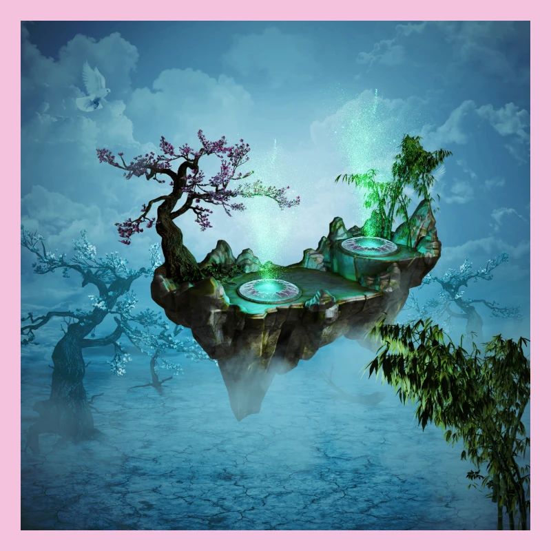 Flying island with trees