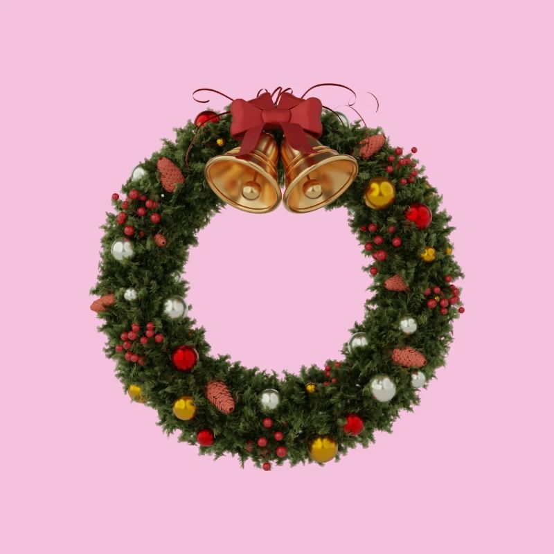 Weihnachtskranz mit Glocken und Schleife