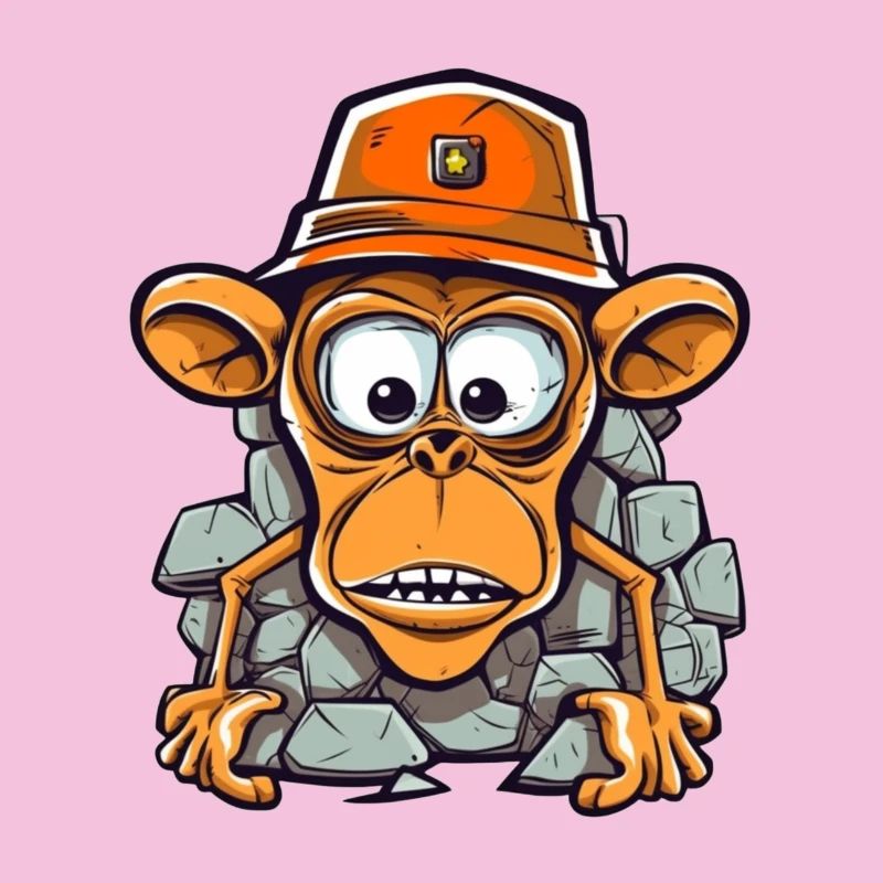 Entzückender Affe mit Bauhelm