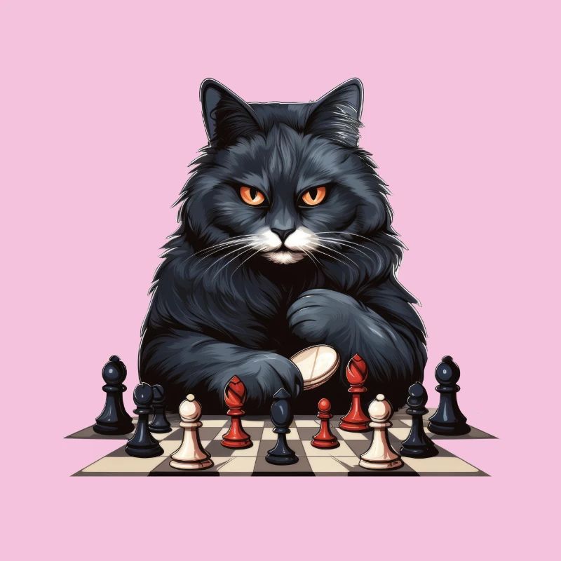 Chess-playing black cat