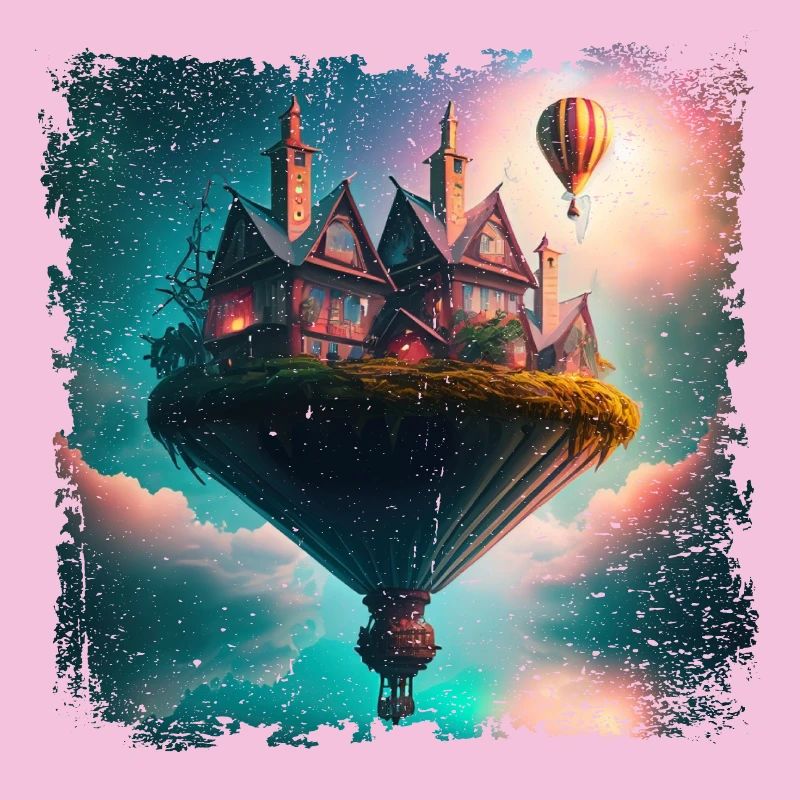 Fantasy schwebendes Dorf
