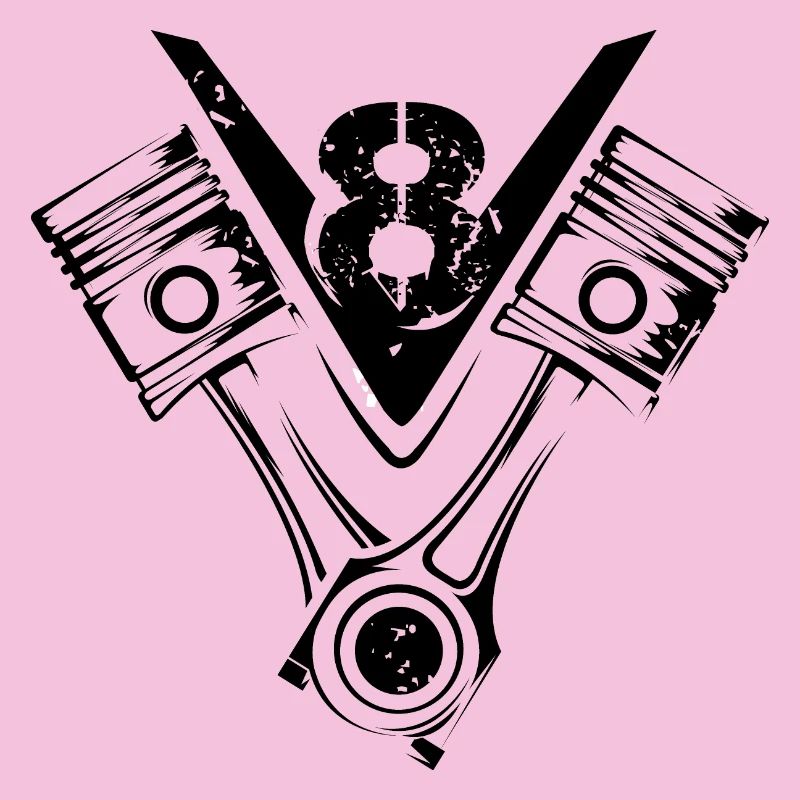 V8 piston musclecar big block car engine symbol