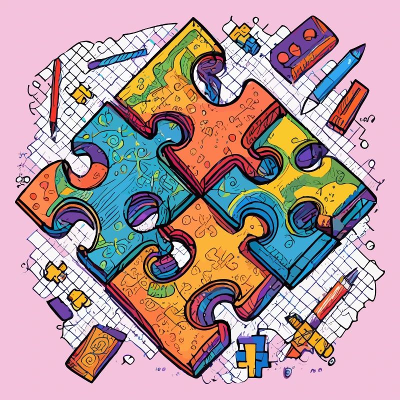 Jigsaw puzzle on white background