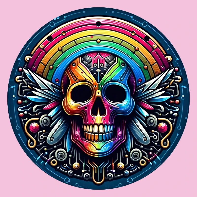 Metallic Rainbow Skull