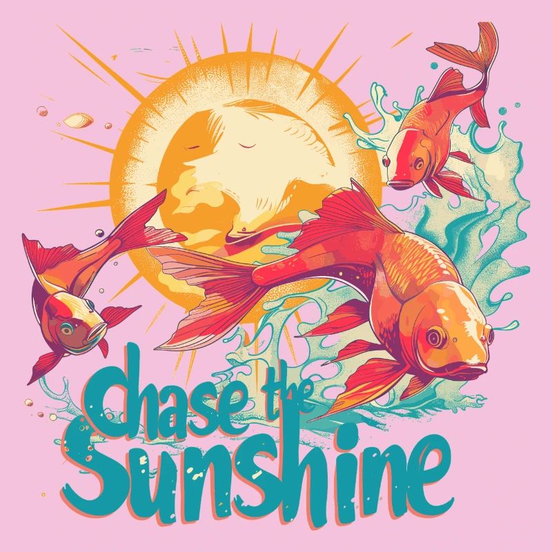 Chasing the sun, Pisces, sun in retro style