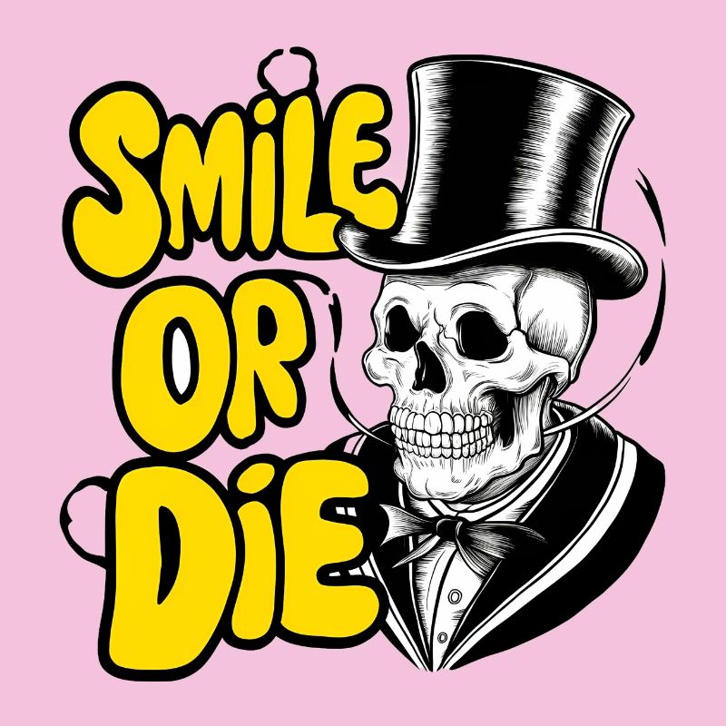 Gothic Skeleton with Hat and Color Text