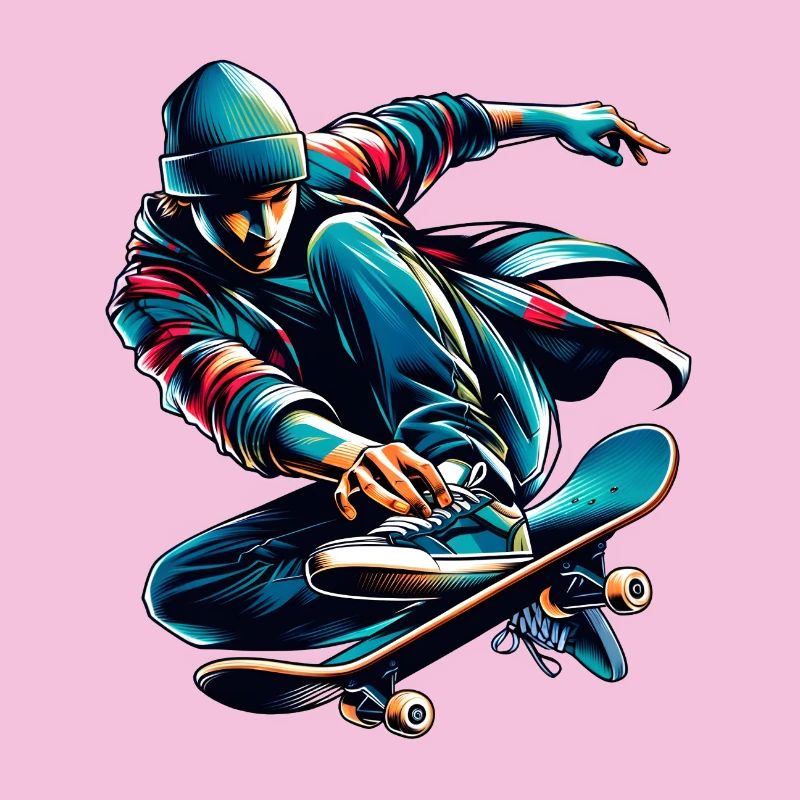 Lebendiges buntes Motiv eines Skaters