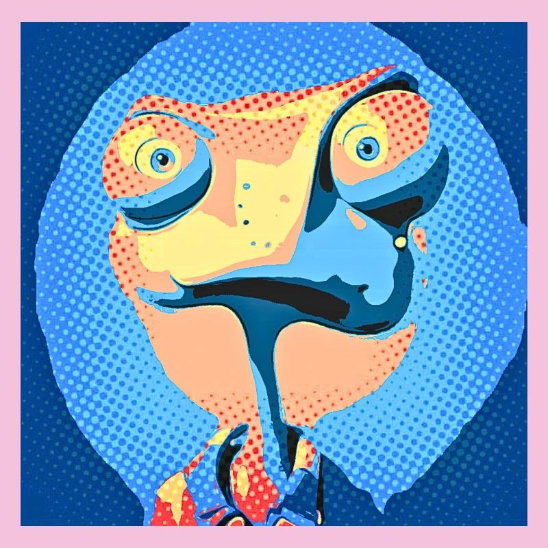 Caméléon Pop Art aux couleurs néon