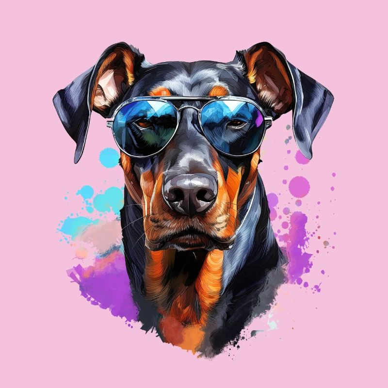 Dobermann mit Sonnenbrille