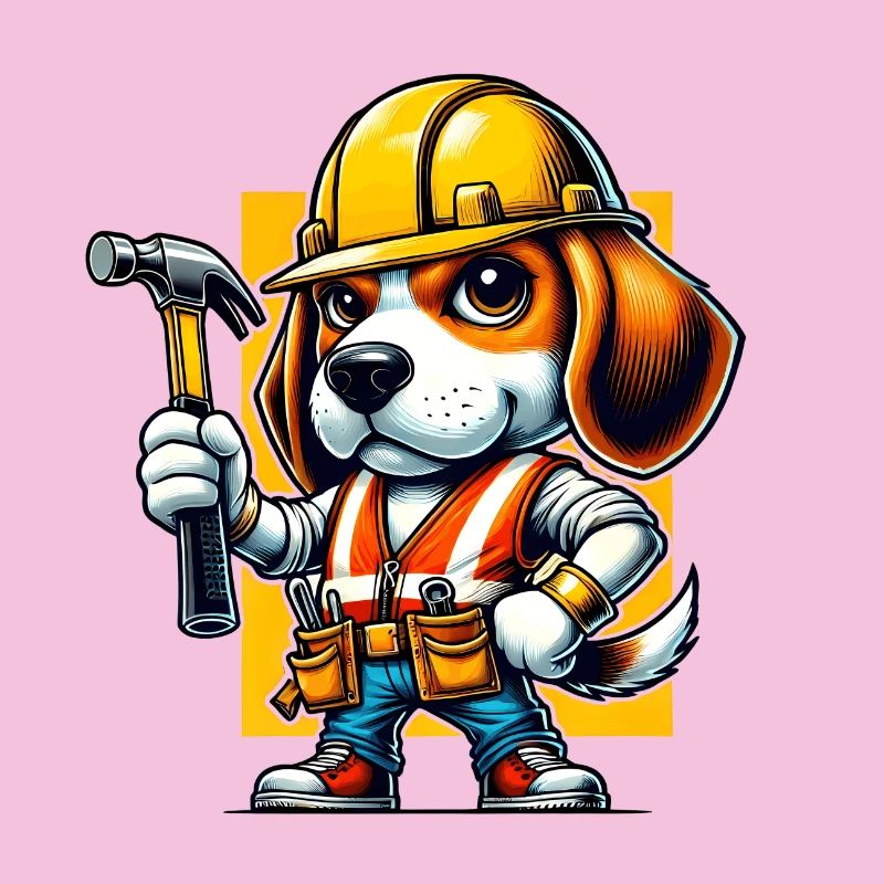 Beagle Bauarbeiter