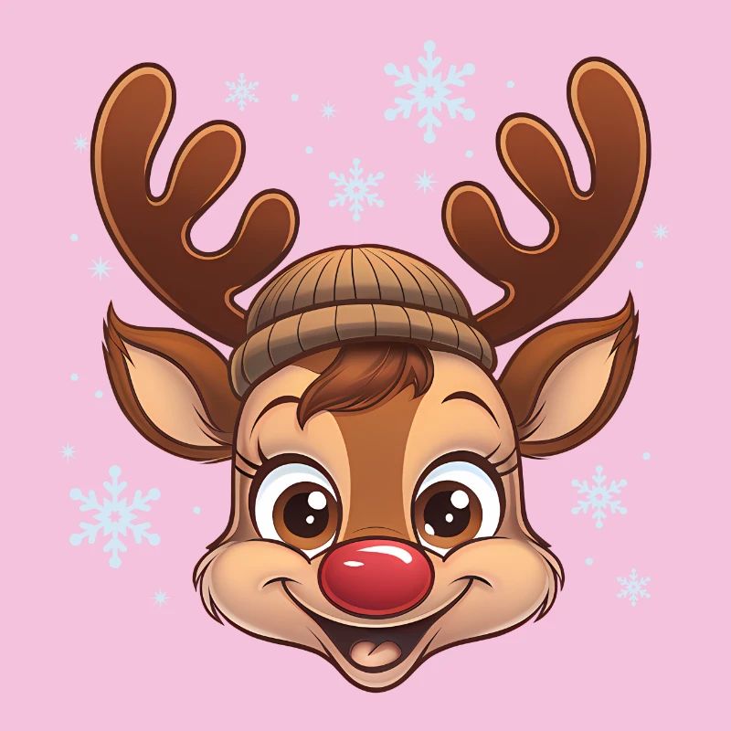 Cute Reindeer Boy with Woolen Hat
