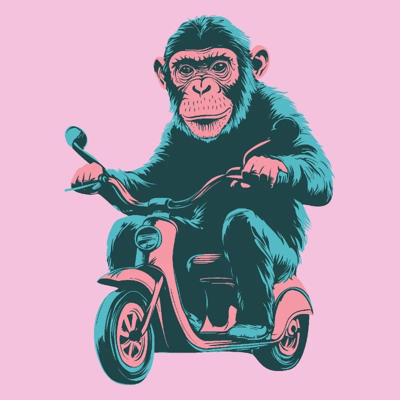 Cool monkey on a retro scooter