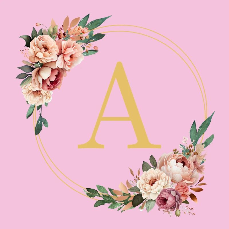 A Monogram, Flower Wreath, Personalizable