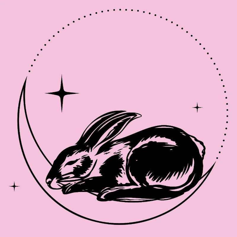 Rabbit on crescent moon – enchanting moon motif