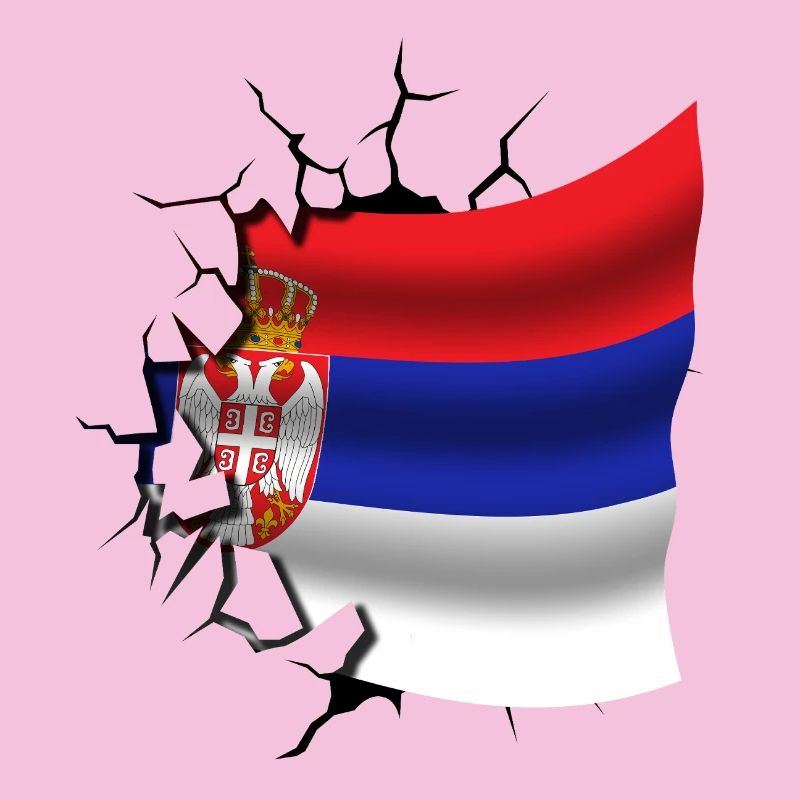 Drapeau de la Serbie - Serbe - Drapeau Broken Design