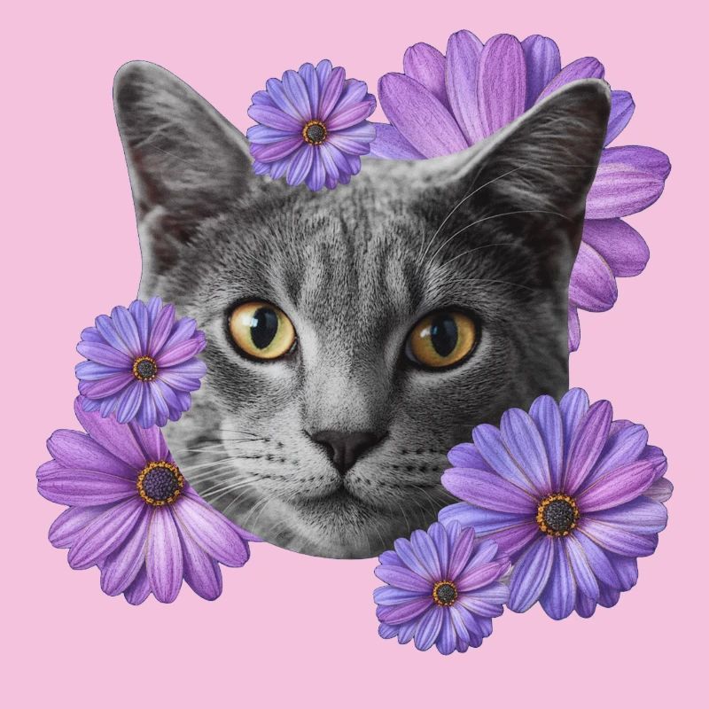 katze mit blumen