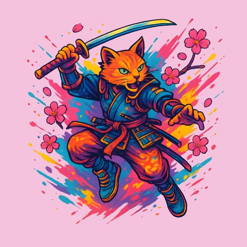 Guerrier chat de style samouraï